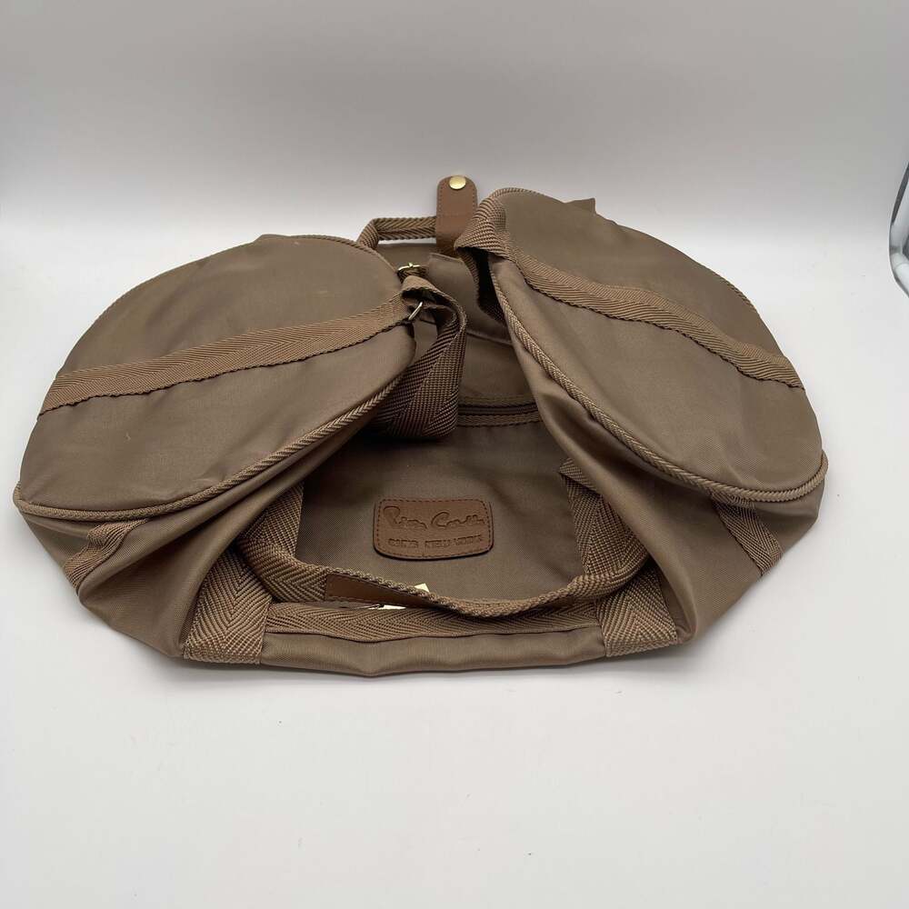 Vintage Pierre Cardin Tan Nylon Duffle Bag - Retro Weekend Travel Carry-On‎